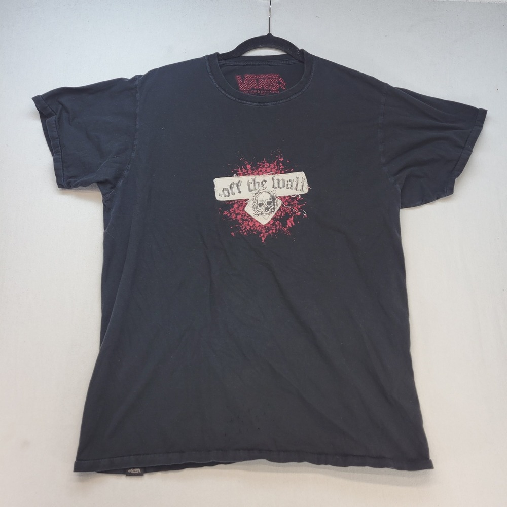 Vans Graphic T-Shirt Mens XL Black Off The Wall Skull Splatter Graphic Tee